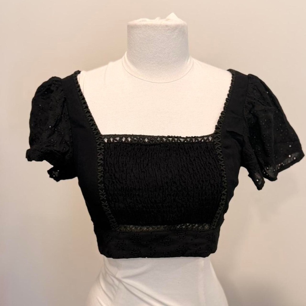 Black Eyelet Crop Top